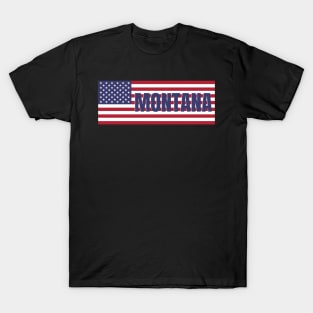 Montana State in American Flag T-Shirt